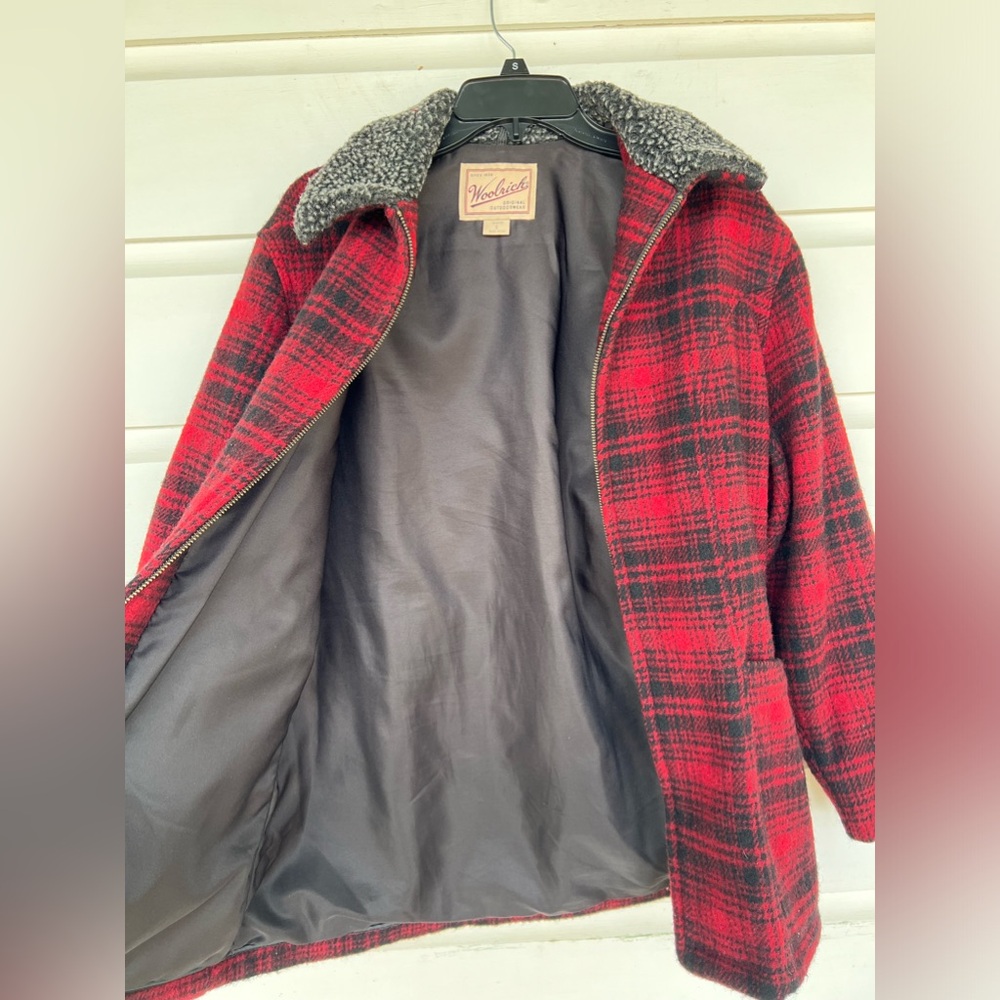 Woolrich Woman’s Red & Black Plaid Full Zip Wool Jacket with Pockets Size Small - Picture 6 of 7